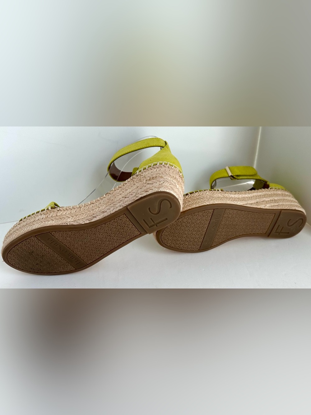 Franco Sarto Pela  Chartreuse suede wedge sandals (NWOT) - Picture 9 of 11